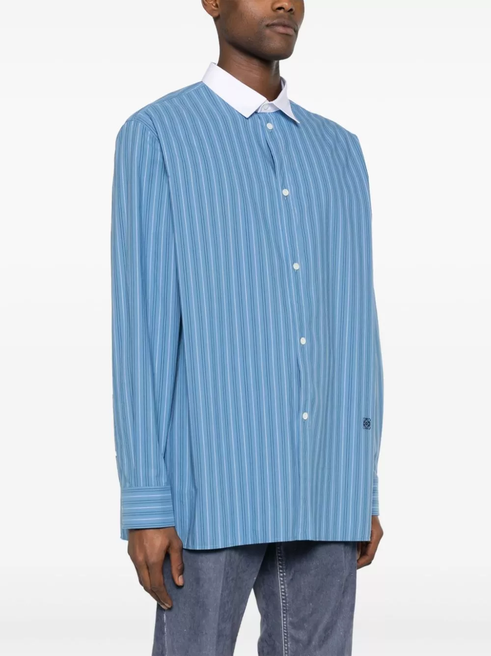 Affordable LOEWE striped contrasting-collar shirt Men 0122