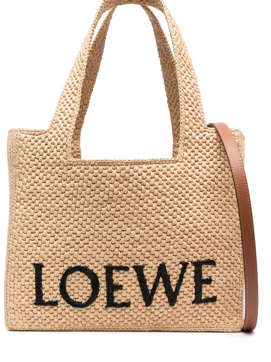 Affordable Women raffia bag tote embroidered-logo LOEWE 0215