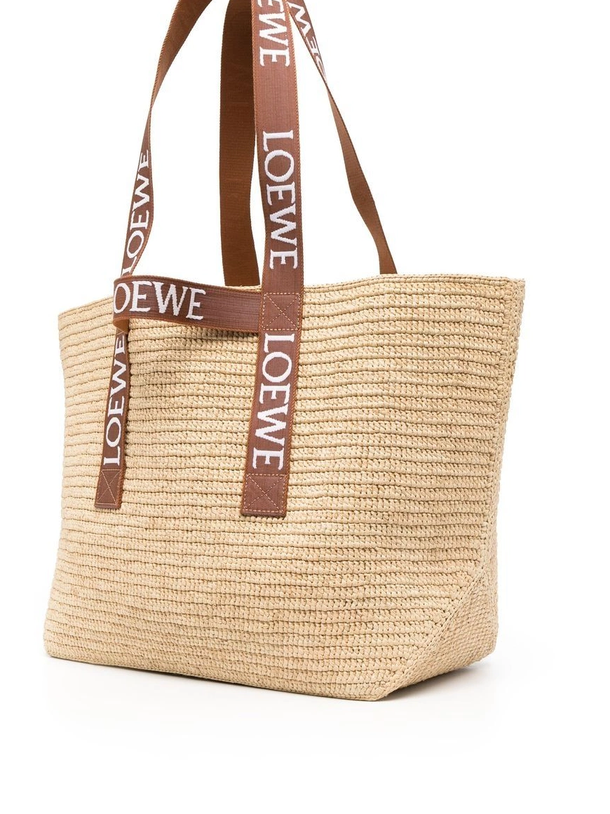 Cheap LOEWE raffia tote Women logo-tape 0225