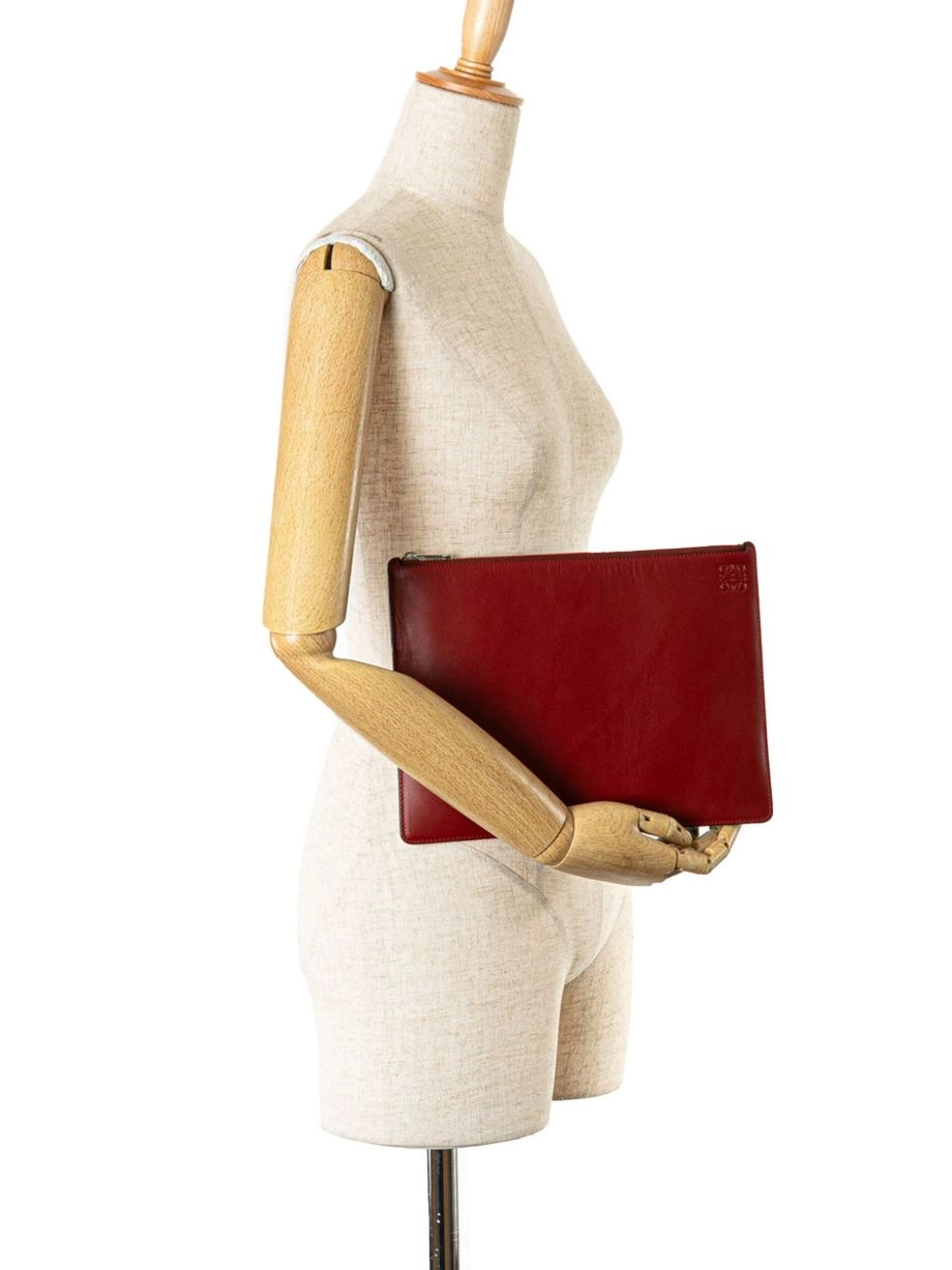 Affordable Loewe Anagram 21th Bicolor Leather clutch Century bag Women 0217