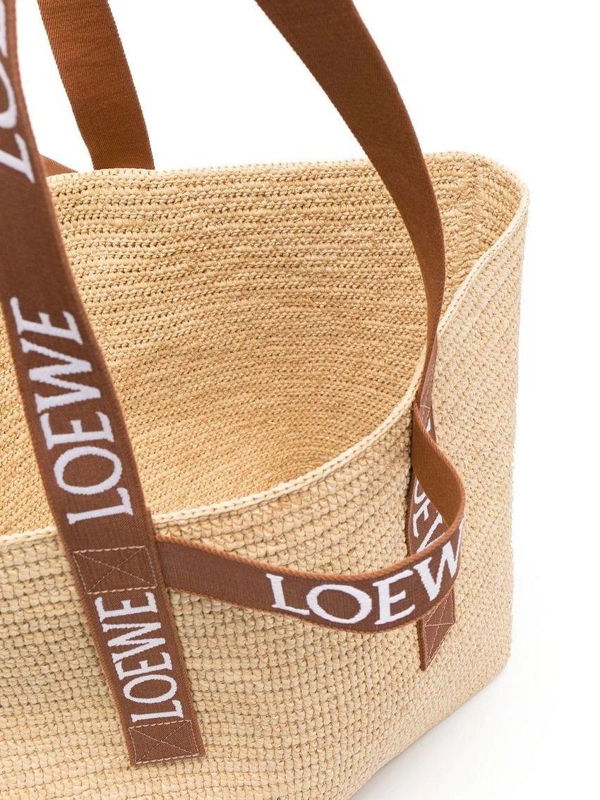 Cheap LOEWE raffia tote Women logo-tape 0225