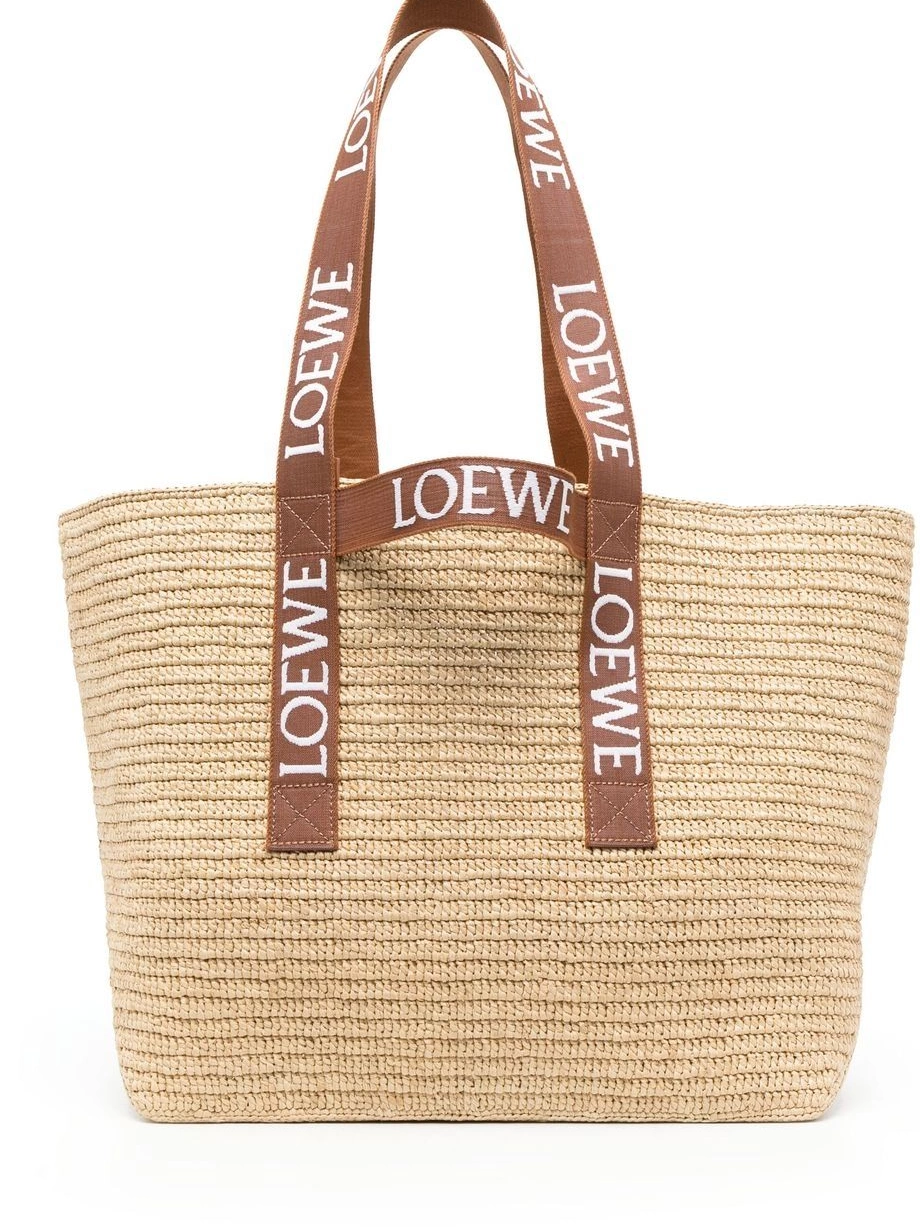 Cheap LOEWE raffia tote Women logo-tape 0225