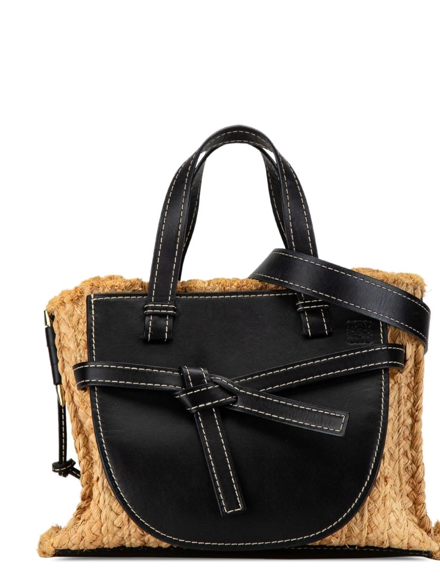 Cheap Loewe Small Raffia Women Handle 2010-2023 and Gate Leather Top Bag satchel 0224